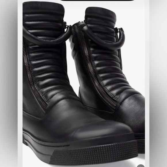 Genuine leather size 9 marcella combat style zip up sneaker - Picture 2 of 3